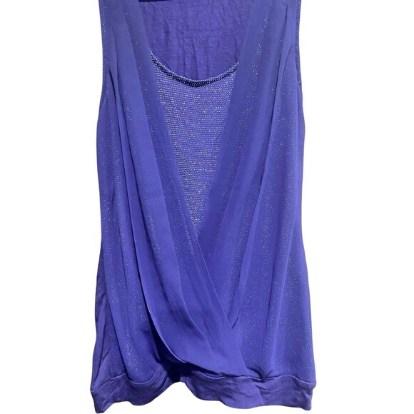 90s Y2K Express Vintage Top Sleeveless Tank Purple Blue Sparkle Faux Wrap Med - Picture 4 of 9